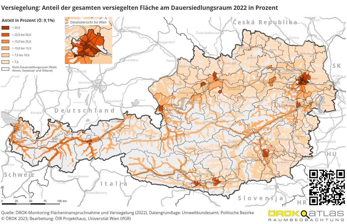 Anteil der gesamten in Anspruch genommenen Flächen am Dauersiedlungsraum in % (ÖROK, 2022).jpg