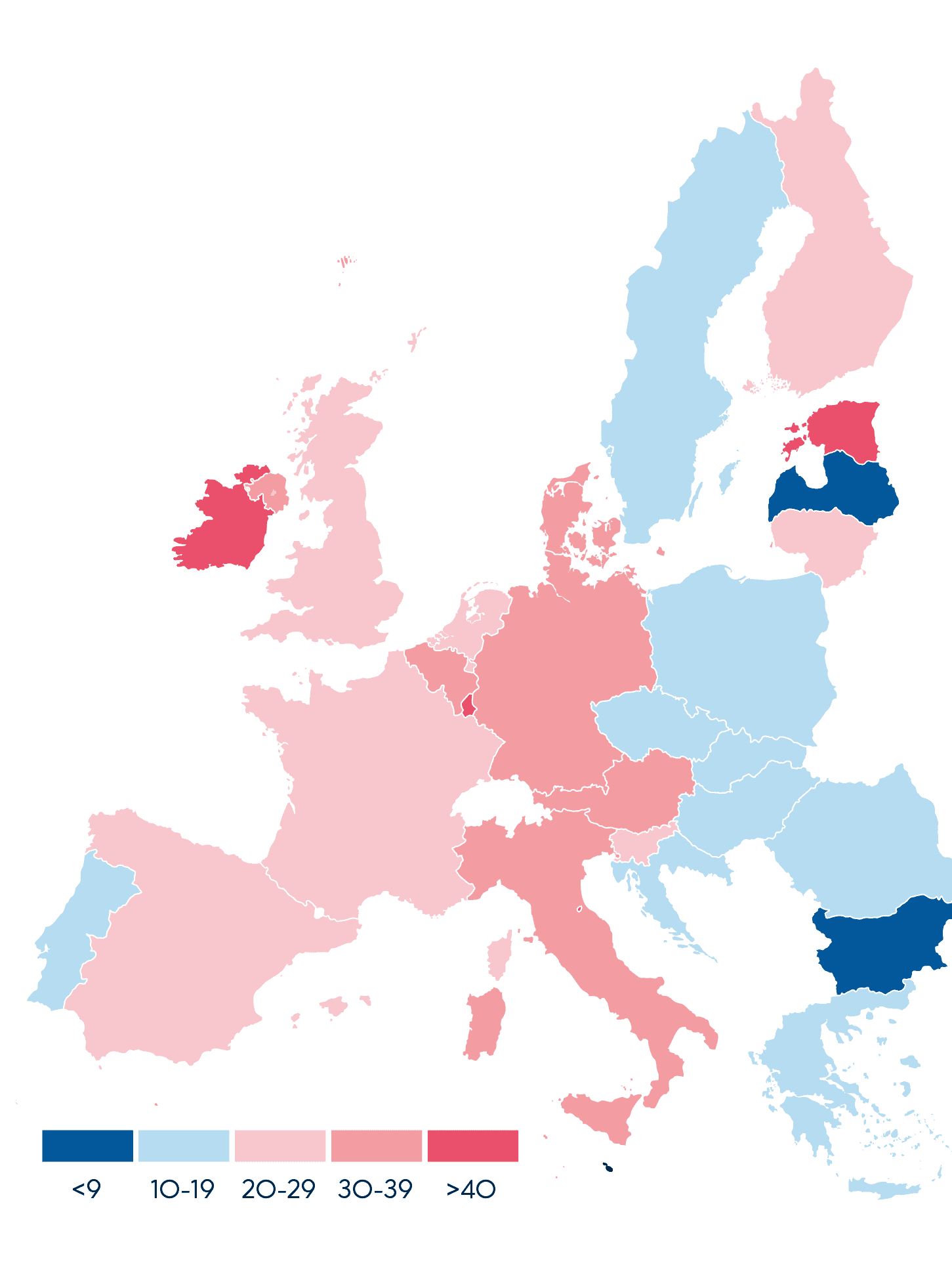 Die Grafik zeigt die Karten von Europa mit den durchschnittlichem Plastikmüllaufkommen pro Einwohner in der EU, 2016, in kg. 2016 verursachten Österreicher rund 34 Kilogramm Plastikverpackungsabfälle pro Kopf und gehörten damit zu den am meisten Kunststoffmüll produzierenden Ländern – mit Dänemark, Deutschland, Belgien, Italien. Der EU-Durchschnitt ist von 2015-2016 von 31 kg auf 24 kg gesunken.