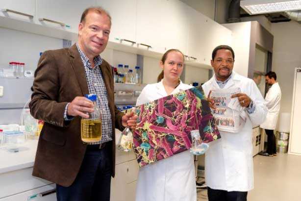 Das Foto zeigt 3 WissenschaftlerInnen - eine Frau und zwei Männer - in einem Labor.